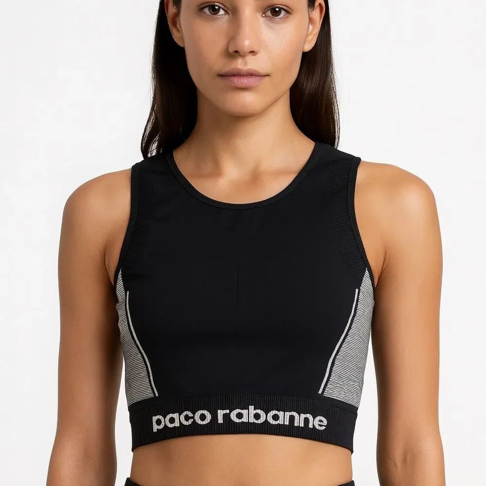 Paco Rabanne Black and Gray Sports Bra / Crop Top